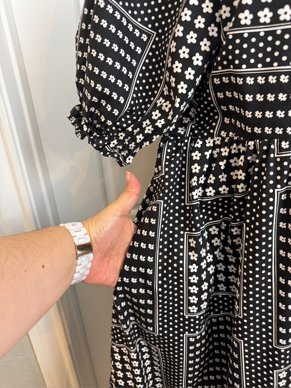 Avara floral and polka-dot patchwork print Cottagecore midi dress size Large - Picture 4 of 10
